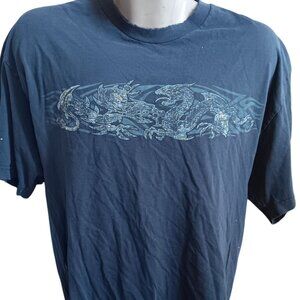 Vintage XL T-Shirt Y2K Dragon Graphic Trashed Cotton Top Heavy Mexico